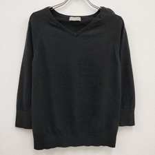 MARGARET HOWELL 578-163309 Cotton cashmere size 2 V-neck knit black 4-0211T  