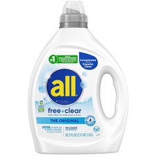 all free clear, Original, Liquid Laundry Detergent for Sensitive Skin, Unscented