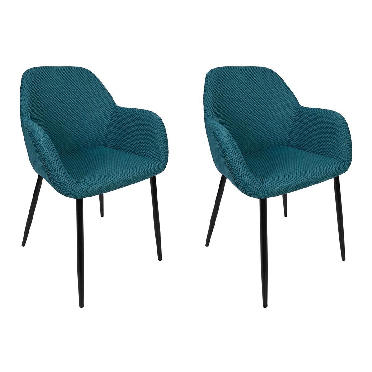 Chaises fauteuils Atome bleu 85cm : lot de 2 sièges rembourrés en tissu