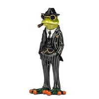 Dekofigur Frosch Mafia Boss, Kunststein, Formano Froschhausen