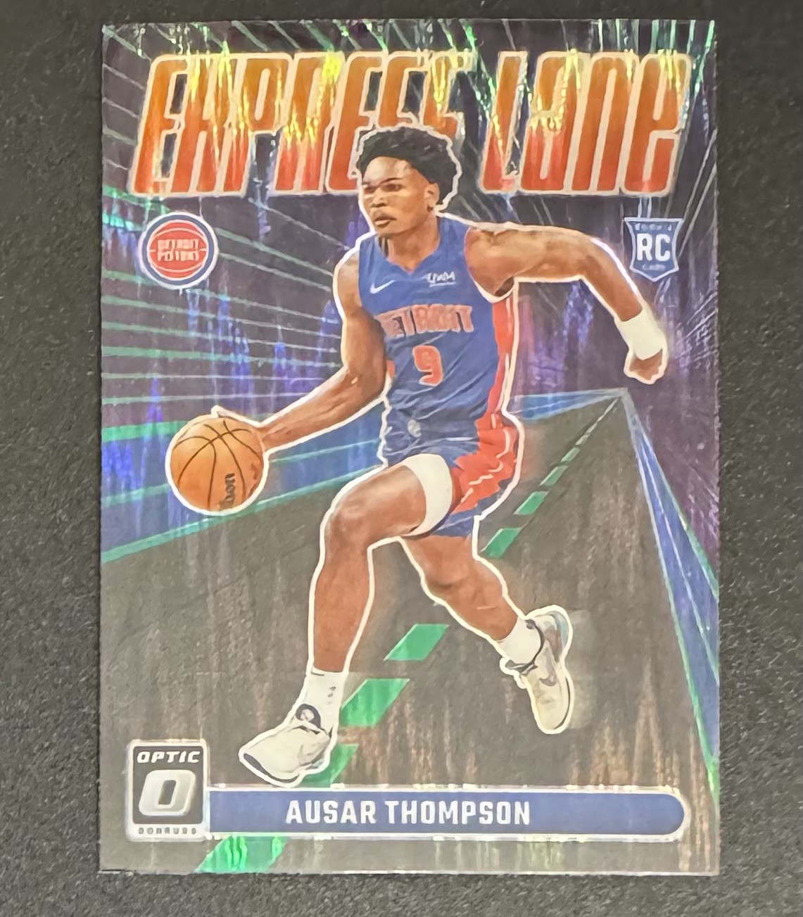 Ausar Thompson 2023-24 Donruss Optic ROOKIE Express Lane Green Shock #18 Detroit