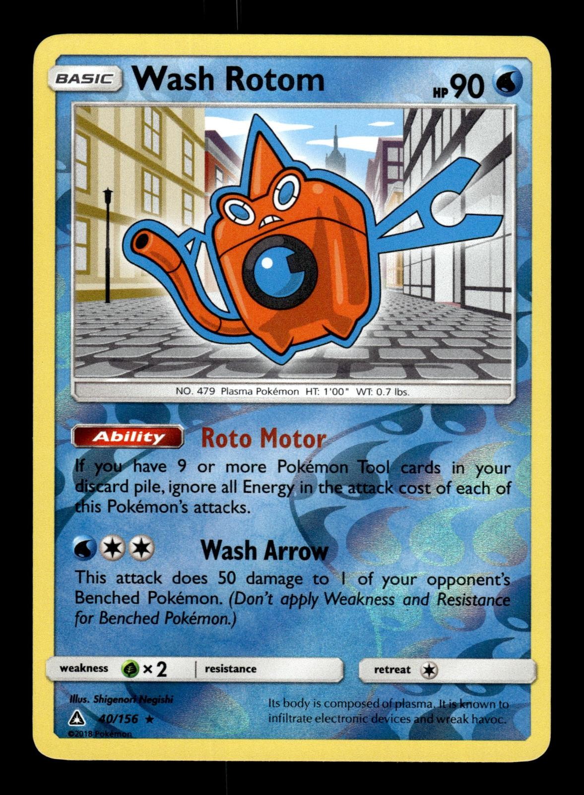 Wash Rotom 40/156 Rare Ultra Prism Pokemon Reverse Holo Near Mint