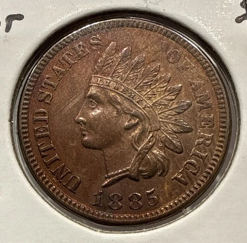 1885 Indian Head Cent Bronze 1C Penny Copper Coin - BU Detail Ques. Color (U168)