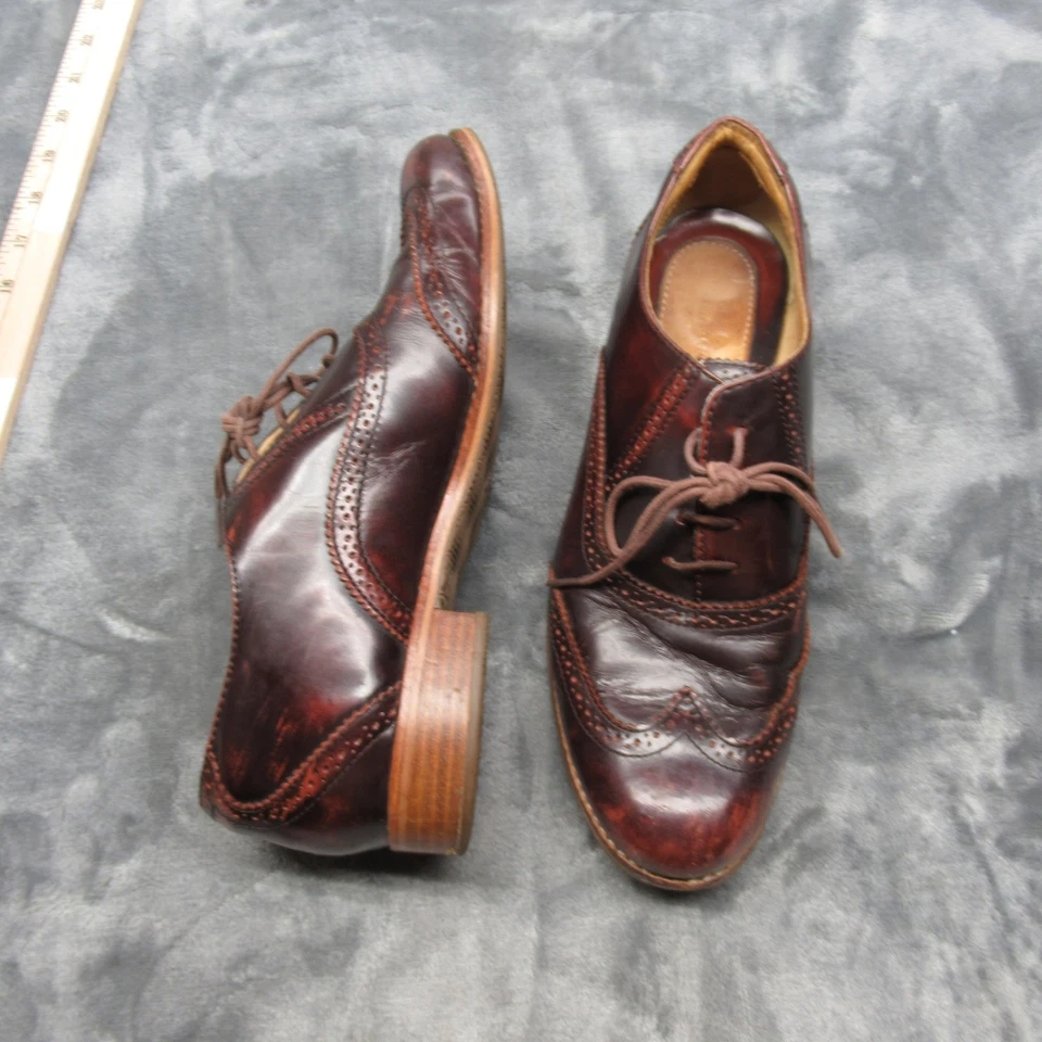 Sebago Oxfords Dress Shoes Womens 9 M Brown Glossy Leather Lace-Up Brogue Casual - Image 2 of 4