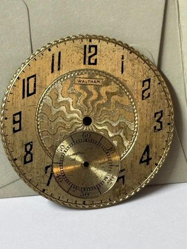 WALTHAM 12 SIZE POCKETWATCH GOLD COLOR METAL DIAL NICE CONDITION OF-HC ------E-2