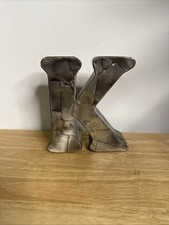 Industrial 3D Metal Letter K Decor 7.5" Rustic Silver Galvanized Free Standing