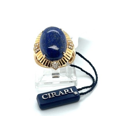 Cirari 14k Yellow Gold Lapis And Diamond Ring Size 7