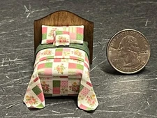 Dollhouse Miniature Bed Pink G 1:48 Quarter inch scale 1/4 F175 Dollys Gallery