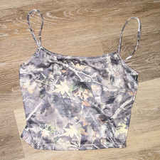 SHEIN Gray Camouflage Spaghetti Strap Scoop N...