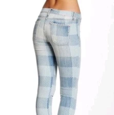 Current/Elliott  Soho Zip Stiletto Skinny Plaid Lightweight Jeans Size 27 / 4 US