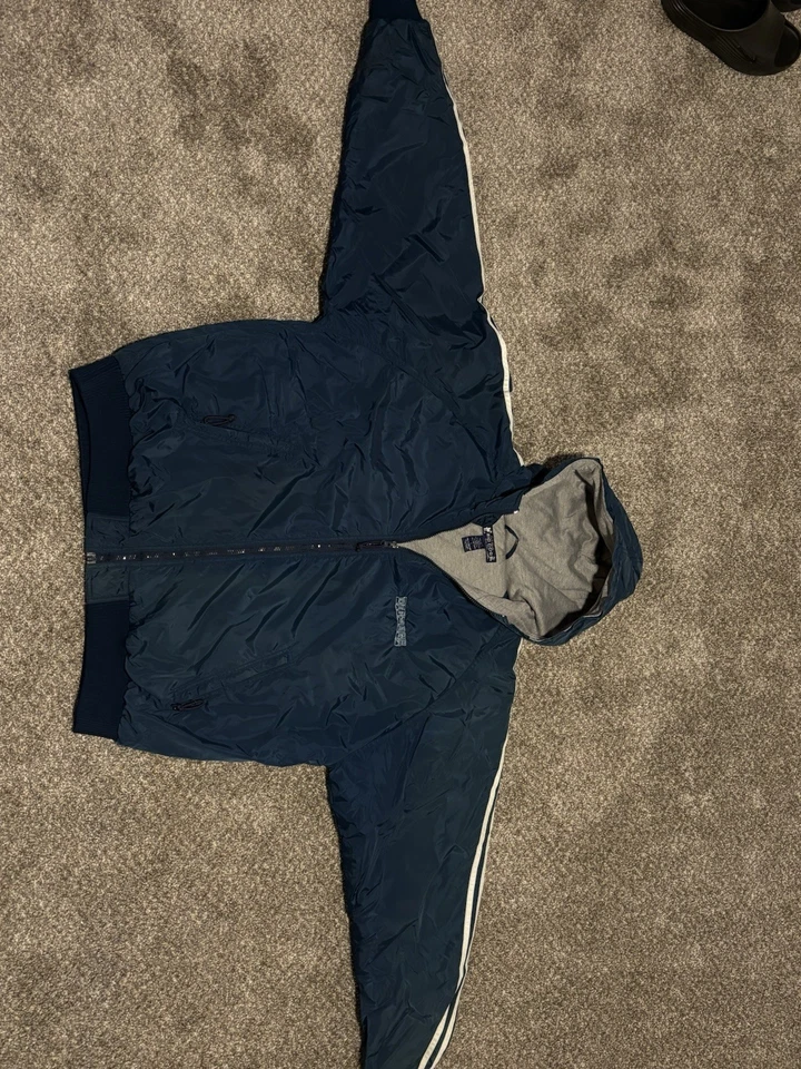 Vintage Big Dogs Men's Blue Jacket w Fleece Lining & Embroidered Logo Size LARGE - Image 4 of 4