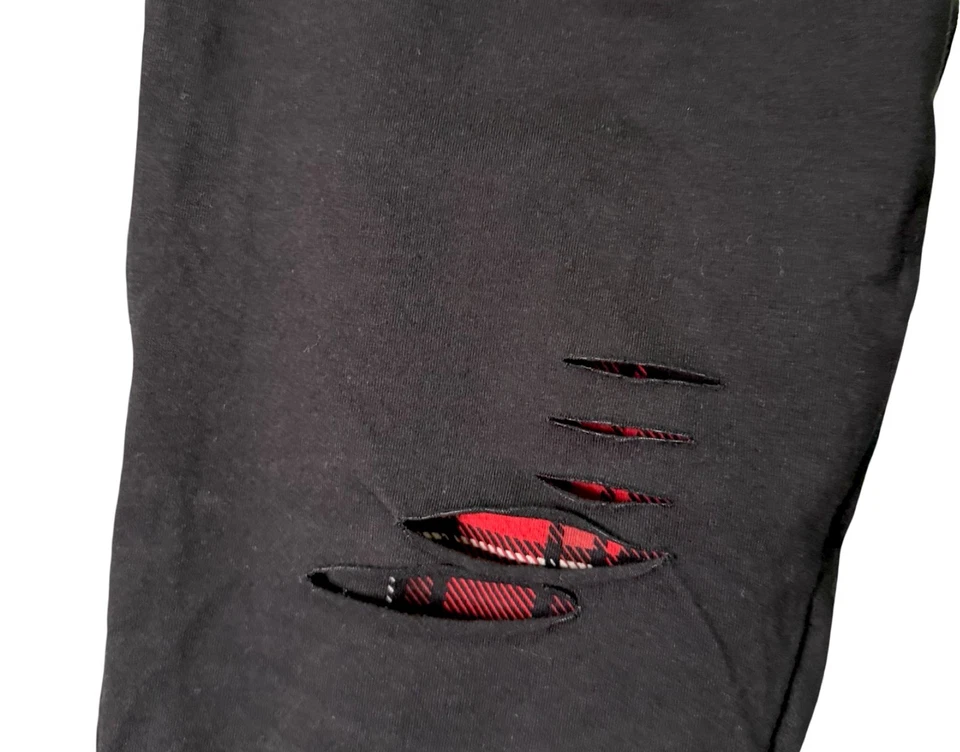 Legging para mujer tórrido negro a cuadros liso desgastado panel punk vacaciones - talla 2XL Foto 3 de 4