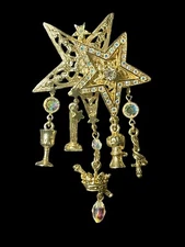 Kirks Folly Gold Toned Freemasonry Eastern Star Charms Brooch Pin or Pendant