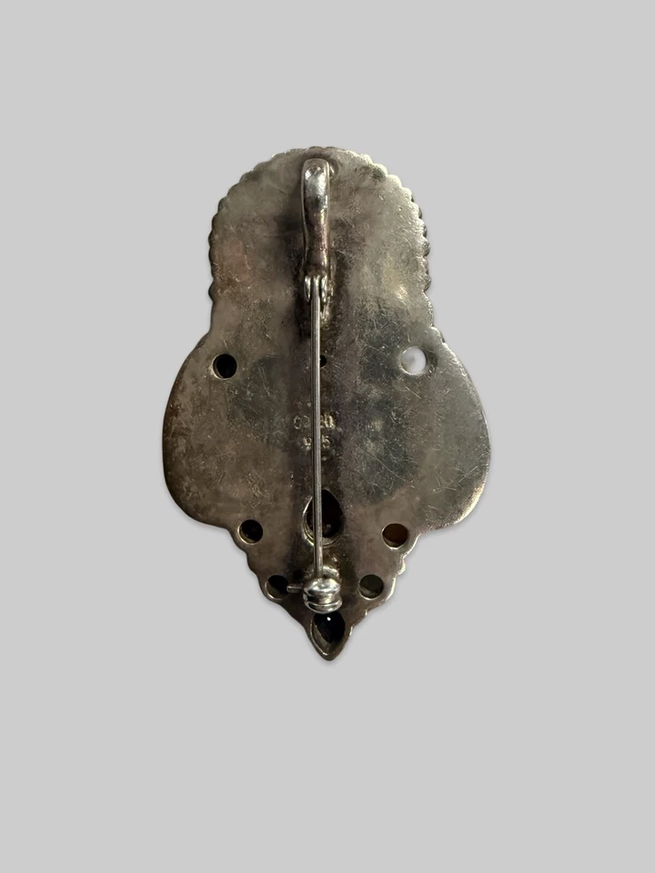 Кулон/брошь из чистого серебра с гранатом и перламутром Sajen Goddess Face - Изображение 2 из 4