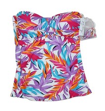 Anne Cole Twist-Front Bandeau Strapless Palm Print Swimwear Tankini Top NWT