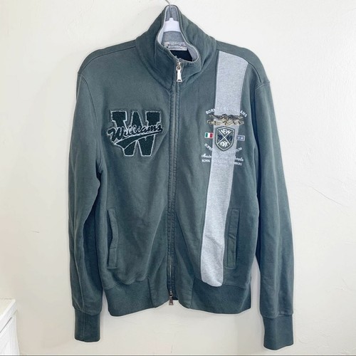 Williams Wilson uomo grigio logo ricamato Full-Zip Felpa Giacca Taglia M |  eBay