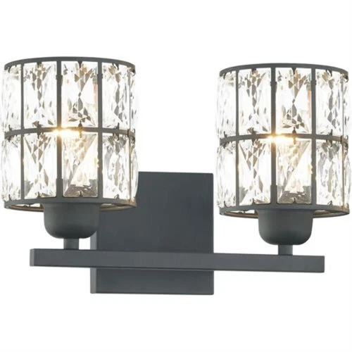 Bath or Wall Light Quoizel Gibson 2 Light 13'' Matte Black, Crystals, GIB8613MBK - Picture 3 of 3