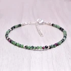925 Sterling Silver Ruby Zoisite Brilliant Dainty 3MM Gemstone Bracelet 7"