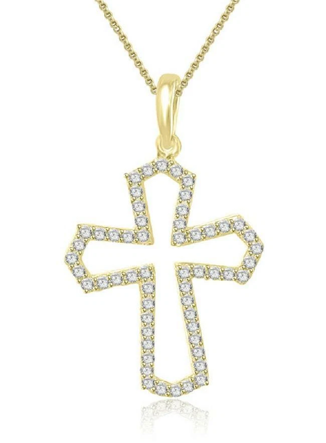 Collar Colgante Cruz I1 G 0.65 Quilates Diamante Redondo Oro Blanco 14K 1.65 Pulgadas Foto 4 de 4