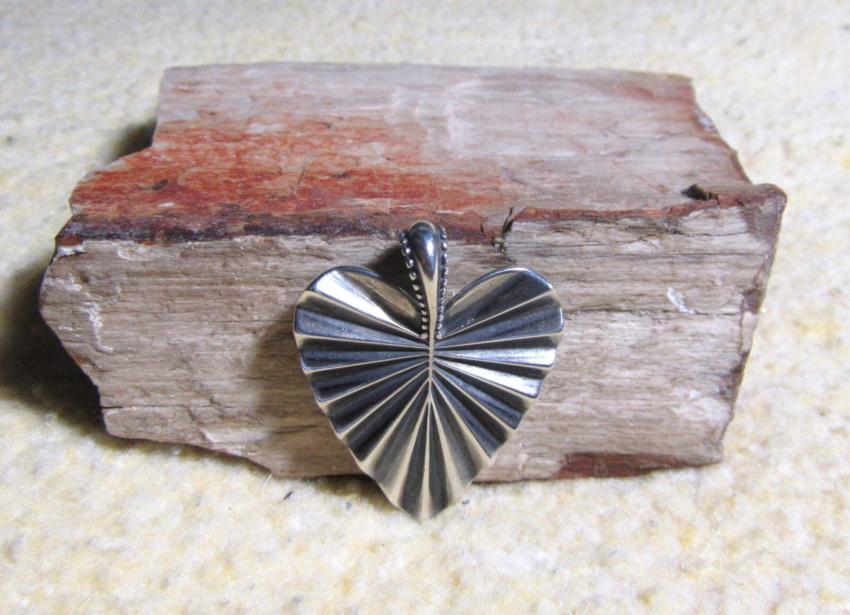 James Avery Retired 925 Sterling Silver AVA Heart Pendant 1-1/2