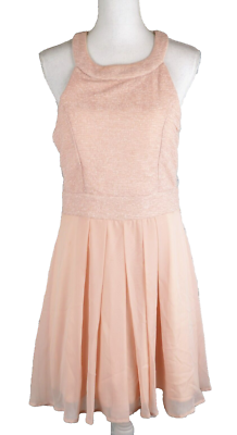 Trixxi Crisscross Bow-Back Pleated A-Line Dress Sleeveless Glitter Light  Pink 13 | eBay