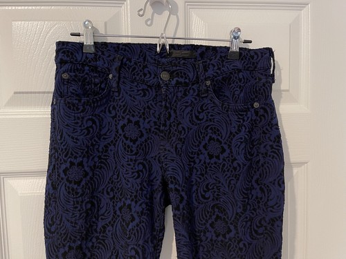 7 For All Mankind Black and Blue Textured Pants Leggings Size 29 (31x31) EUC - Picture 2 of 6