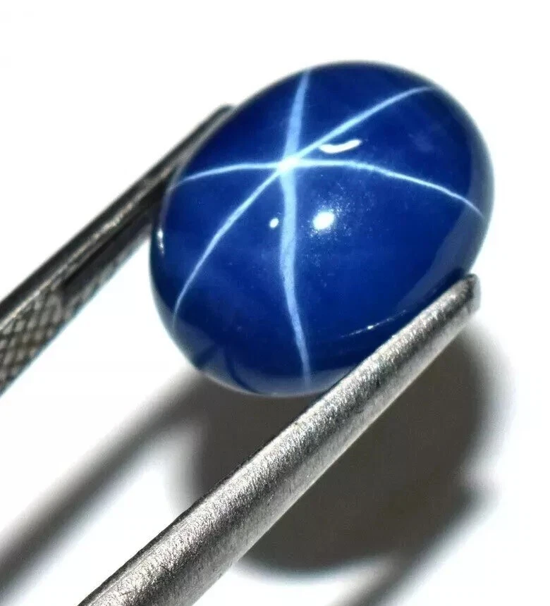 14 Ct Natural 6-Rays Blue Star Sapphire Oval Cabochon Loose Certified Gemstone - Image 4 of 4