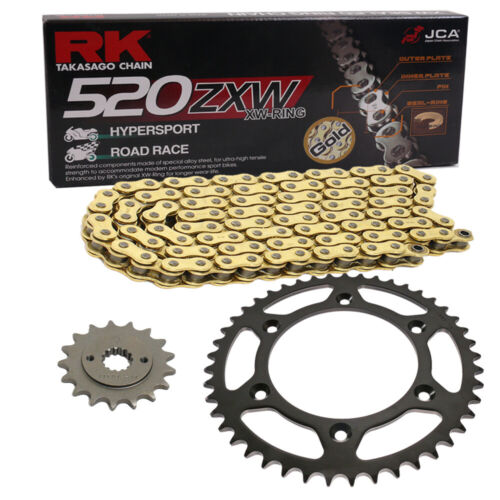 Chain Set Honda XR 600 R 88-90 Chain RK GB 520 ZXW 112 GOLD Open 14/50 - Picture 1 of 4
