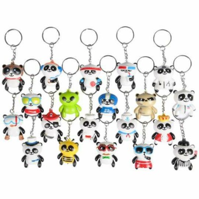 6 Panda Bear Animal Keychains Fun Party Favor Toys Birthday Teachers Gifts Prize