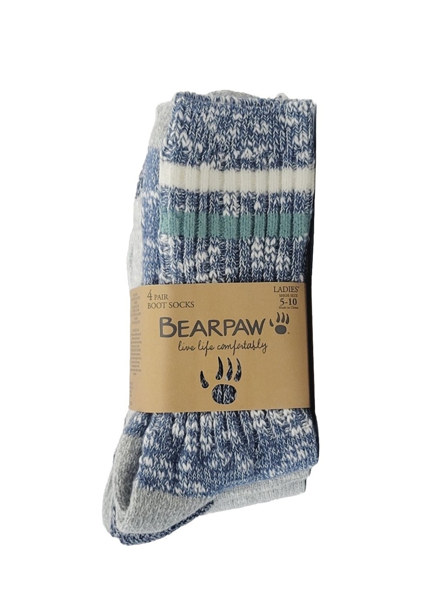 BEARPAW Women's Soft Boot Sock 4-pair Marled Yarns Fits Shoe Size 5-10,  Variety