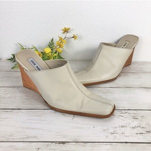 cream leather mules