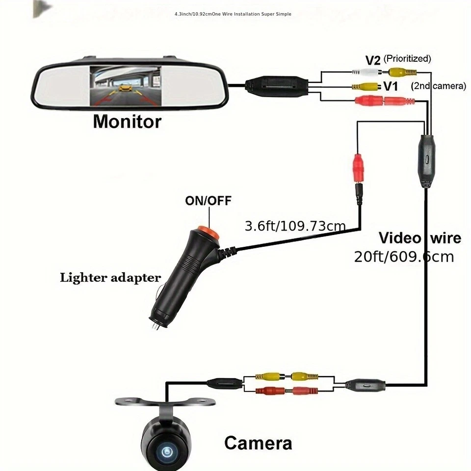 With Camera And A 4.3" Rearview Mirror Car LCD Display, Car Rearview System - Image 2 of 4