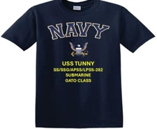 USS TUNNY  SS/SSG/APSS/LPSS-282* SUBMARINE*EAGLE SHIRT*NAVY OFFICIALLY LICENSED