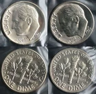 1973 P and D Roosevelt Dime 2 Coins from US Mint Set BU Cellos Ten Cents Two 10c