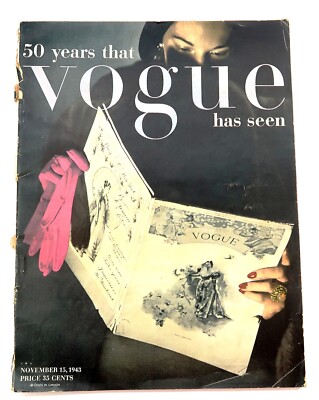 Vintage 1943 VOGUE Magazine from November 15th '43 Mag WWII Era