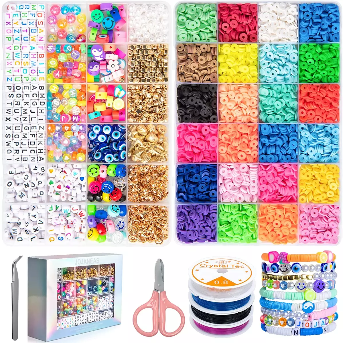 Bracelet Making Kit - 6800 PCS Beads Bracelet Kit Arts and Crafts for Kids  - Jew