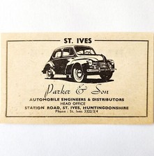 1954 Parker & Son Automobile Dealer St Ives Advertisement Automobilia E89F5