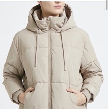 Dunnes Taupe Hooded Zip Up Coat Size Large 44-46 Inches Brand New With Tags