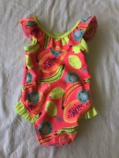 Cat  Jack Girls Hot Pink Toddler Bathing Suit w/ Ruffles  Fruits