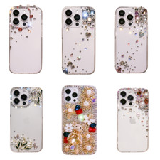 For iPhone 14 Pro Case Sparkly Glitter Luxury Diamond Rhinestone 3D Women Girls