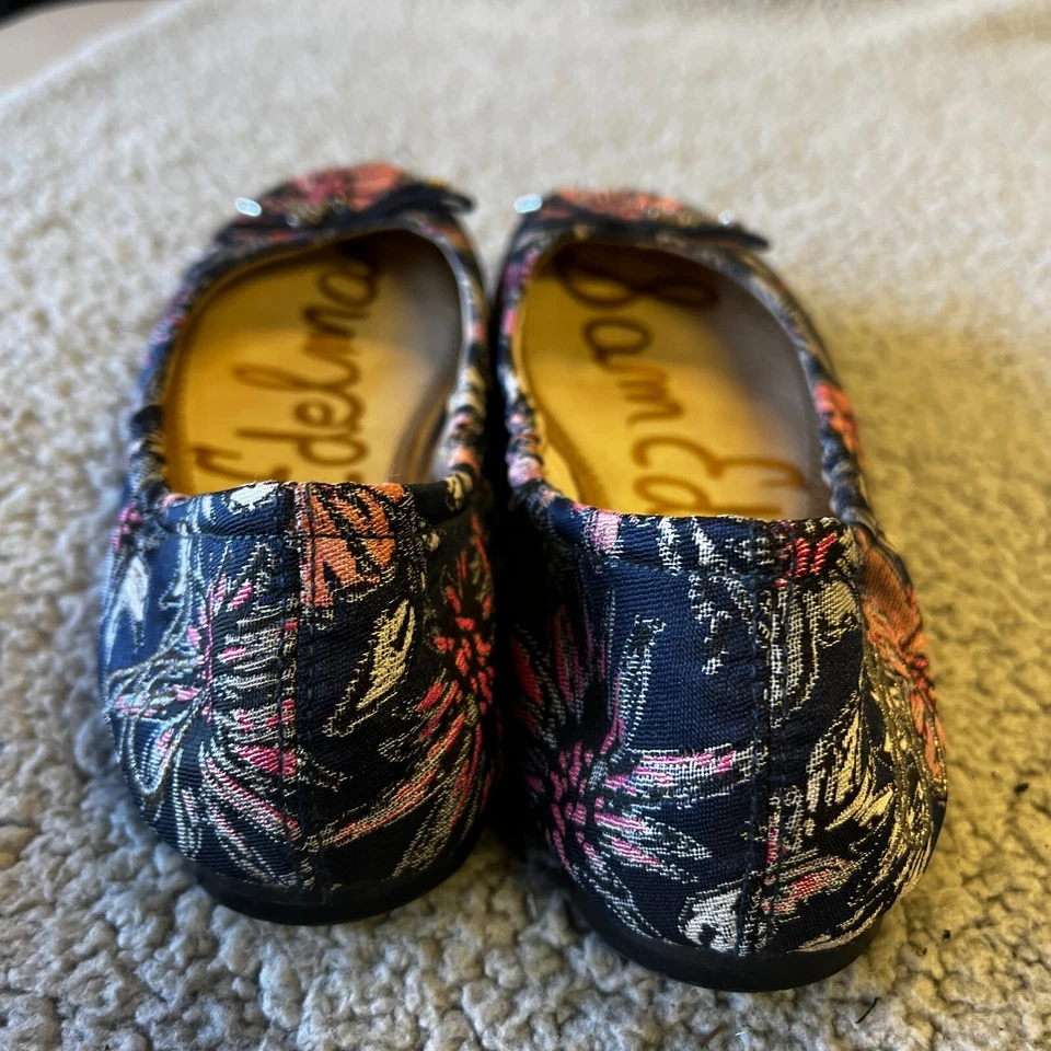 Sam Edelman Ballet Pisos Mujer 6 Negro Rosa Cuero Felicia Arco Dije Foto 4 de 4