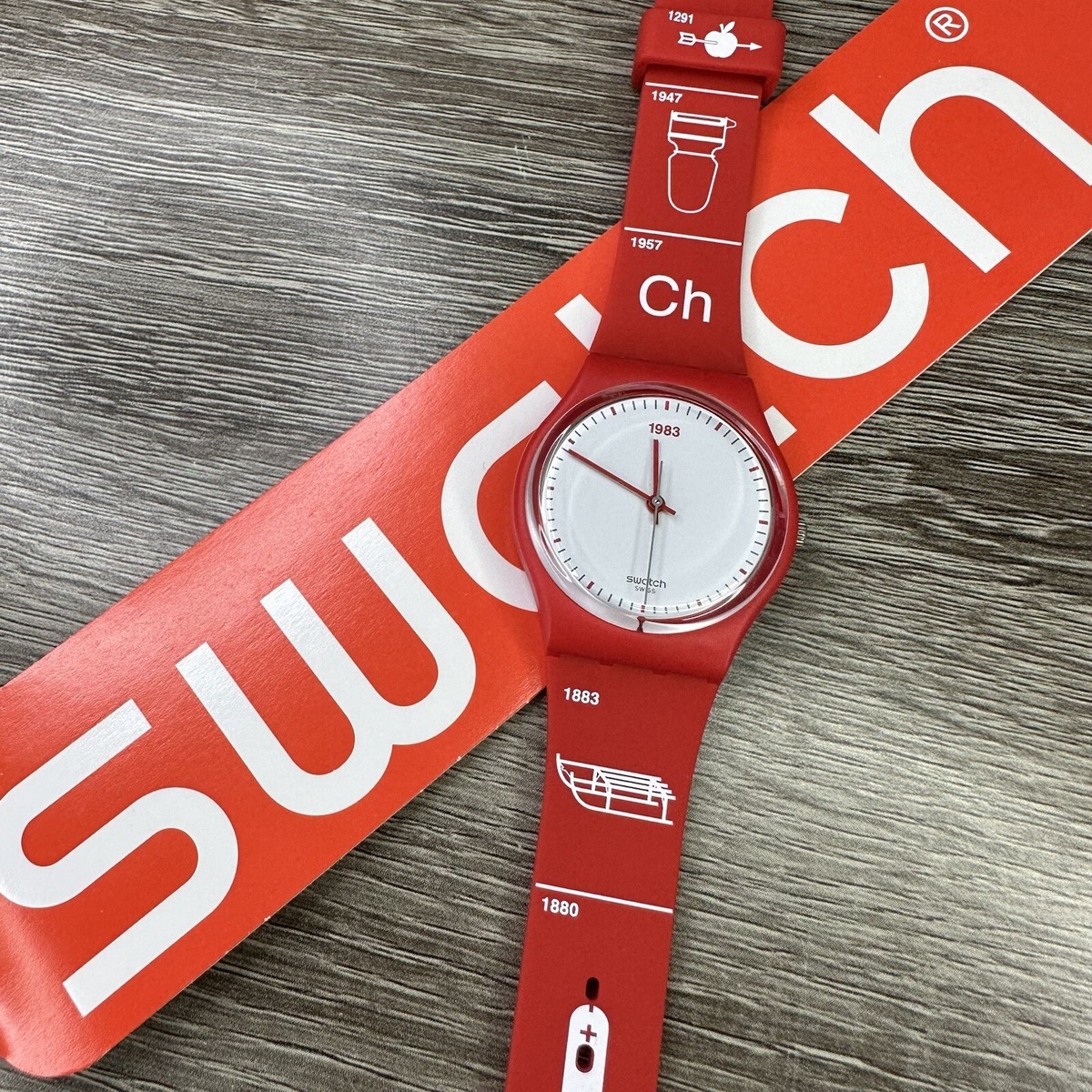 NEW✓RARE✓ Swatch Originals SCHWIIZITUDE Swiss Inventions Red