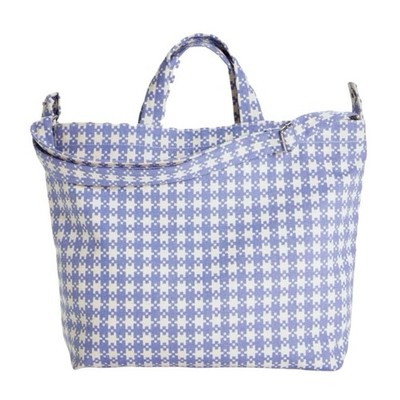 NEW! Baggu HORIZONTAL ZIP DUCK BAG in  Blue Pixel Gingham  Canvas SOLD OUT/RARE!