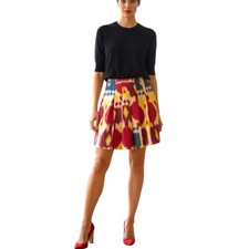Lauren Ralph Lauren 100 Silk Modern Maasai Print Wide Pleat Skirt Size 10
