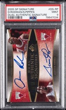 SP SIGNATURE DUAL AUTHENTIC SIGNATURE DENNIS RODMAN/SCOTTIE PIPPEN 10/25 PSA 9