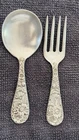 S Kirk & Son Repousse Sterling Silver Baby Infant Flatware Set Fork Spoon 40g