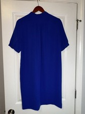 J.CREW Blue Crepe Short Sleeve Shift Knee Length Crew Neck Dress Size 4