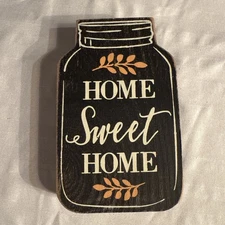 Home Decor “Home Sweet Home” Wooden Mason Jar 5x3 Inches