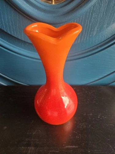 RARE Vintage MCM Royal Haeger R4001 Mandarin Orange/Red Glaze Pottery 8.25" Vase