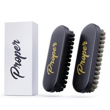 Premium Horse Hair Leather Brushes Set for Car 2 pack Brushes , Black
